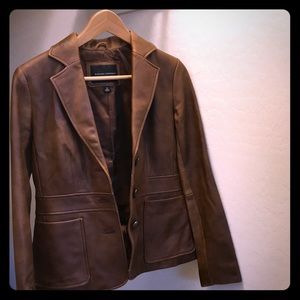 Leather Fitted Blazer, Banana Republic